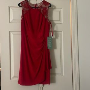 Red lace cocktail dress
